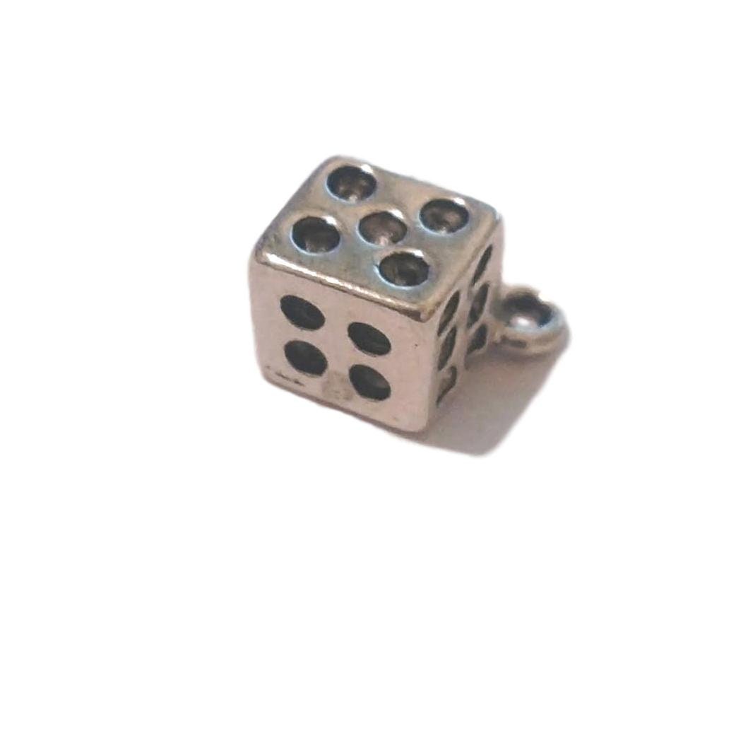 2 Dice Charms Silver Dice Charms Gambler Charm Las Vegas Charm