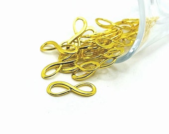 4, 20 or 50 BULK Infinity Connector Charms, Gold Eternity Curved Jewelry Charm, 23 x 8mm | Ships Immediately from USA | GL033