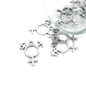 1, 4, 20 or 50 BULK Pieces Antique Silver Transgender Pride Symbol Pendant Charm, LGBTQIA+, Rainbow Pride  | Ships from USA | AS1498