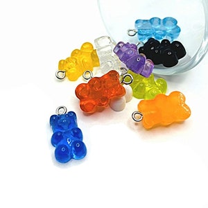 4, 20 or 50 BULK Gummy Bear Resin Charms, Multi-Color, Bubblegum Chunky Charms, Candy Charm, 10x16mm | Ships Immediately from USA | MC847