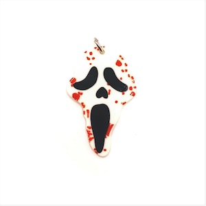 1, 4 or 20 BULK Bloody Halloween Horror Mask Pendant, Killer Mask Charm | Ships Immediately from USA | WH1141