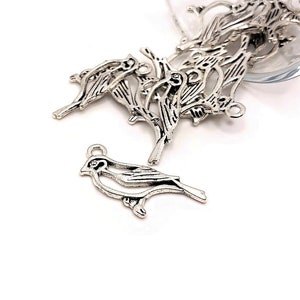 4, 20 or 50 BULK Silver Bird Charms, Robin, Sparrow Charm, 25x15mm | Ships Immediately from USA | AS267