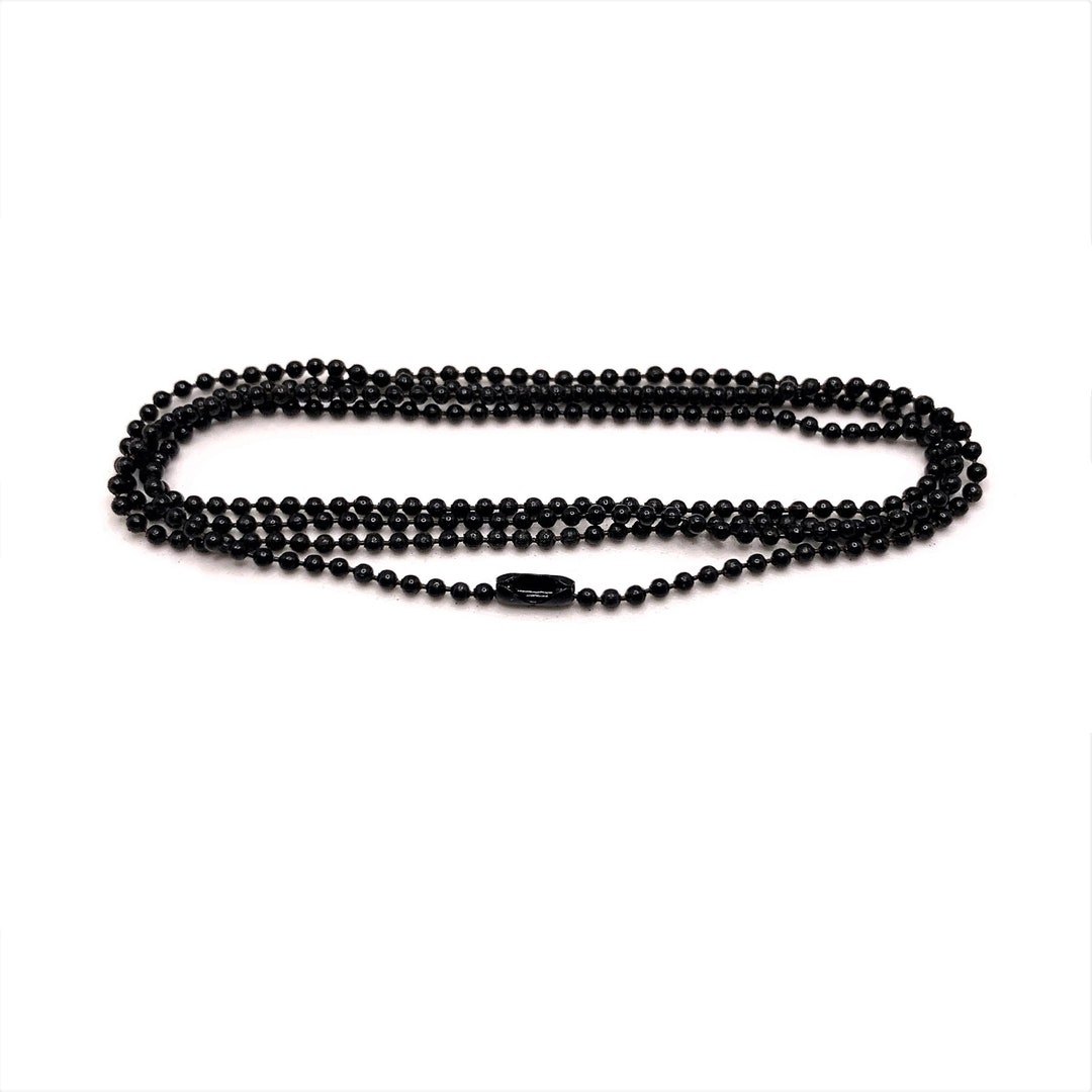 10 or 50 Pack BULK 23 Black Ball Chains, Pre-made Necklace Chain, Black ...