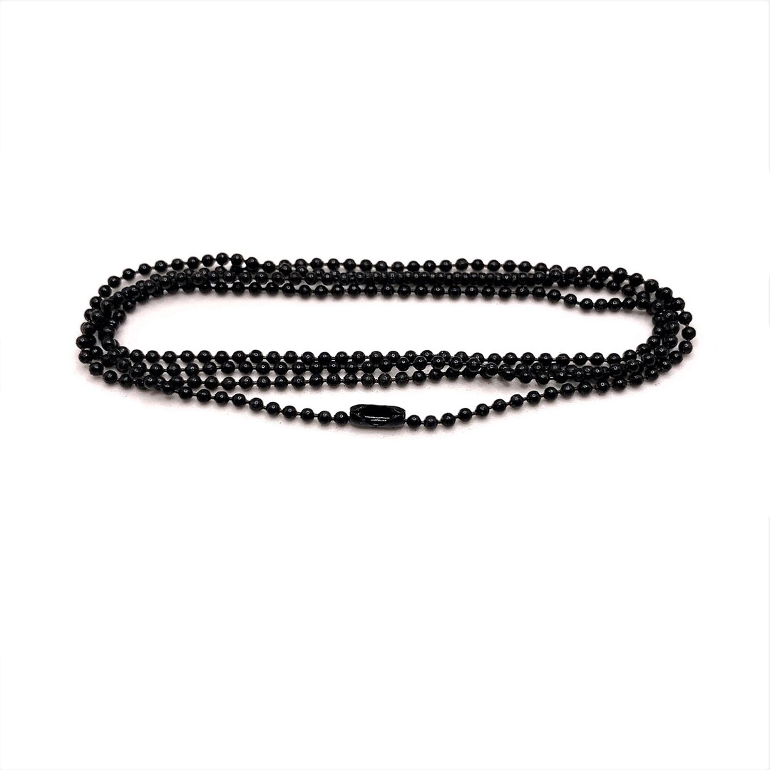 10 or 50 Pack BULK 23 Black Ball Chains, Premade Necklace Chain, Black
