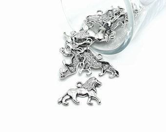 4, 20 o 50 BULK Antique Silver Lion Charms, León Africano, Leo / Listo para enviar desde EE.UU. / AS1046