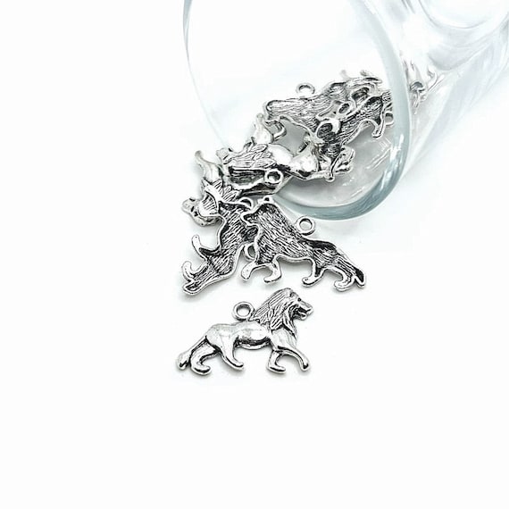 4, 20 or 50 BULK Antique Silver Lion Charms, African Lion, Leo | Ready to Ship from USA | AS1046