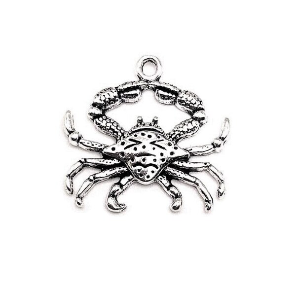 4, 20 or 50 BULK Large Silver Crab Charms, Maryland Crab, Ocean, Beach Charm | Ships Immediately from USA | AS1241