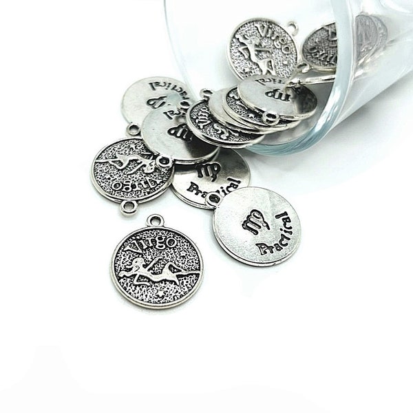 1, 4 or 20 BULK Virgo Zodiac Character Charm, Astrology, Birth Sign, Double Sided Silver Constellation Coin | Ready to Ship from USA | AS881