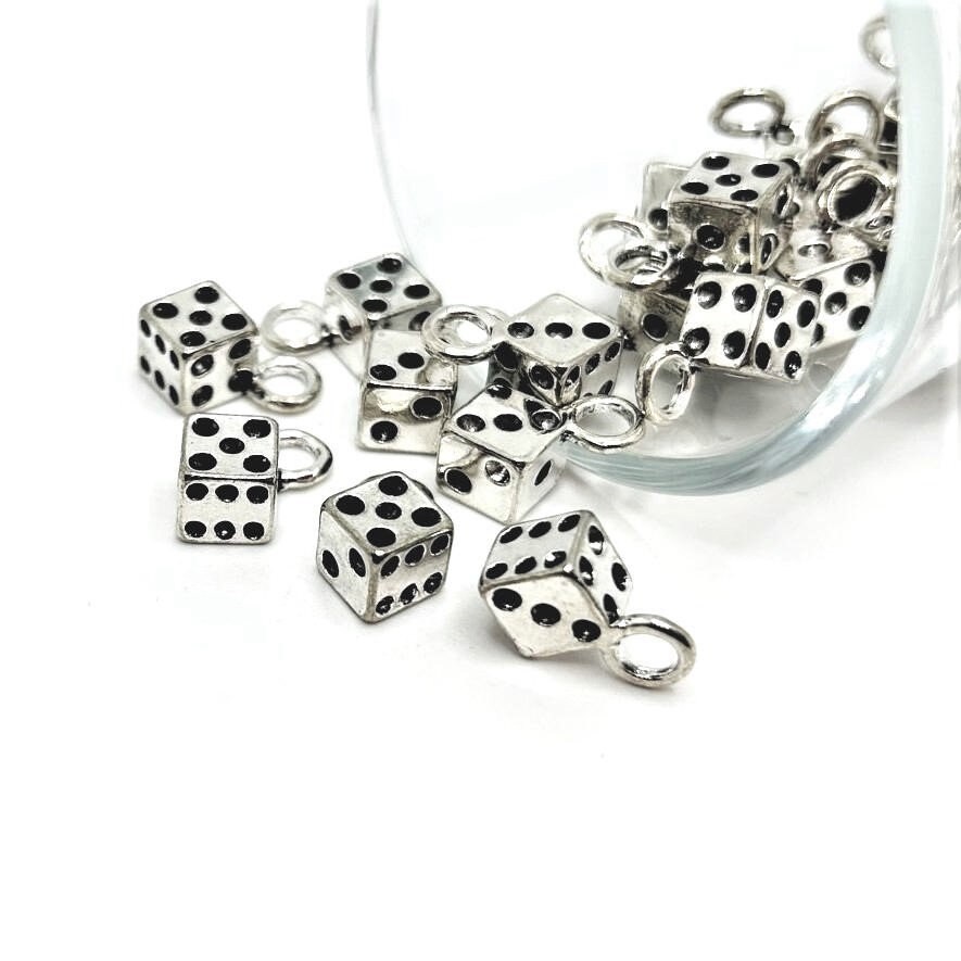 Sterling Silver 3D Movable Pair Of Dice Charm / Pendant – 925, No Stone