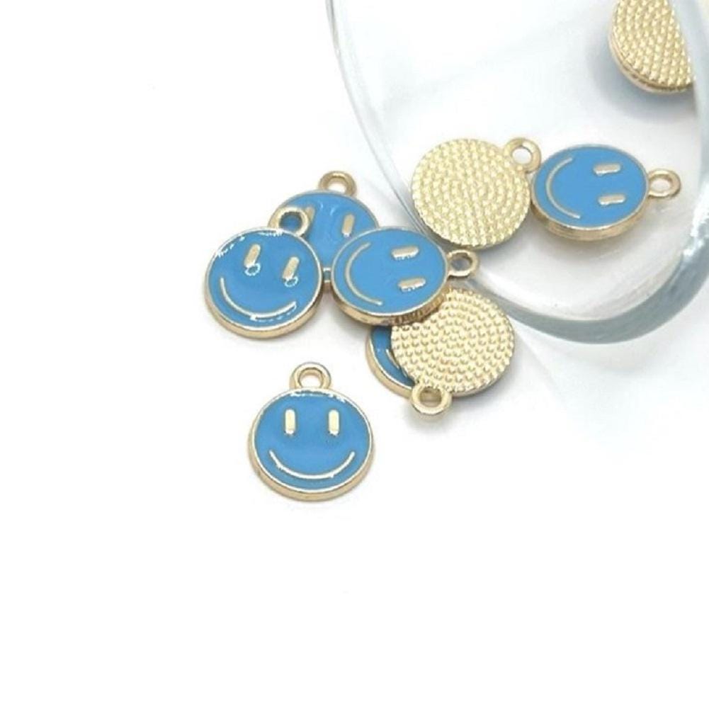smiley ページ 1, 4, 20 or 50 BULK Pieces Blue Enamel Smiley Face Charms, Smile