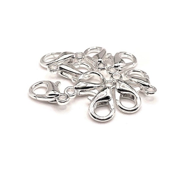 100 or 500 BULK 6x10 mm Bright Silver Plated Lobster Clasps, Silver Claw Clasps, Wholesale Clasp | Ships Immediately from USA | SL1096