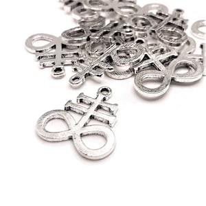 1, 4, 20 or 50 BULK Pieces Silver Leviathan Cross Pendant Charm, Sulfur, Satan Charm, Satanic, Lucifer, Devil | Ships from USA | AS1494