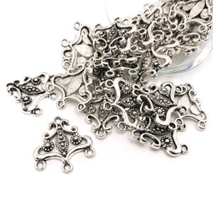 4, 20 or 50 BULK Antique Silver Filigree Connector Charms, Filigree Scroll, 20 x 21mm | Ships Immediately from USA | AS1293