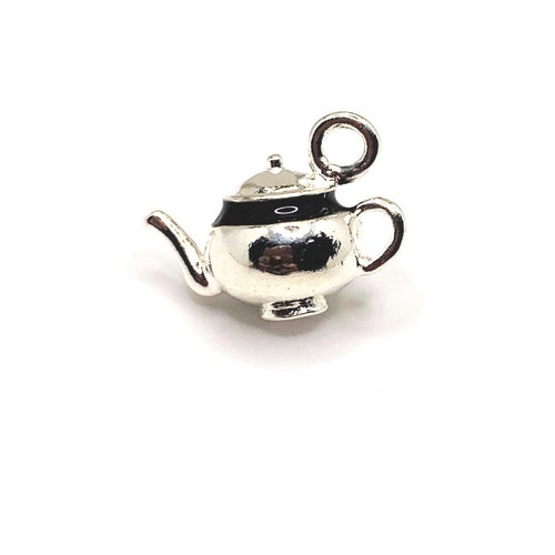 4 or 12 BULK 3D Silver Teapot Charms Tea Kettle Mad Hatter Etsy