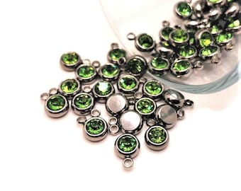 4, 20 or 50 BULK 201 Stainless Steel Silver Light Green August Birthstone Rhinestones Peridot | Ships Immediately from USA | LG1509