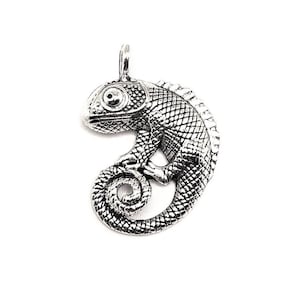 1, 4, 20 or 50 BULK Silver Chameleon Lizard Charms, Reptile Pendant, Silver Lizard | Ships Immediately from USA | AS1221