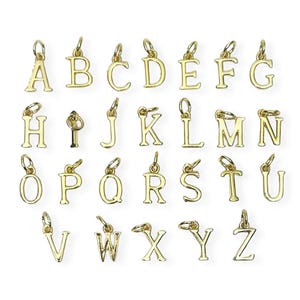 18k Gold Capital Letter Initial Charm, 13x6m, Personalized Alphabet Charm | Ships Quickly from USA