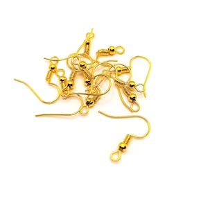 100 ou 500 fils de boucle d'oreille crochets en or, crochets français, articles de gros, 20 x 18 mm | Expédition immédiate des États-Unis | GL018