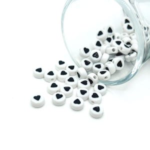 100 Round Heart Spacer Beads, Friendship Bracelet Charms, 7mm | Ships Immediately from USA