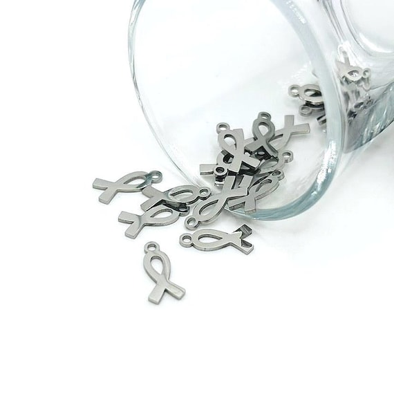 1, 4, 20 or 50 BULK Stainless Steel Ribbon Charms, Cancer