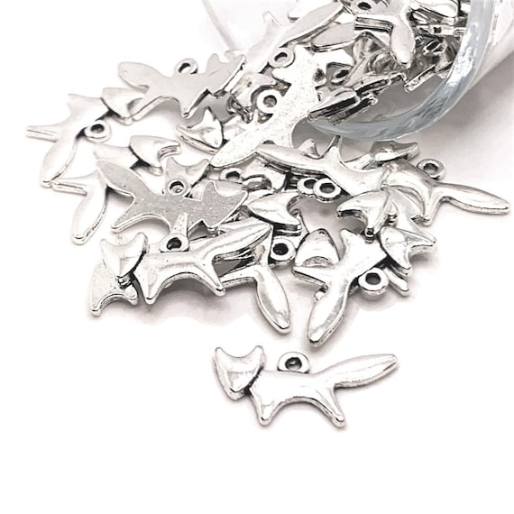 4, 20 or 50 BULK Silver Star Charms, Open, Double Sided Celestial