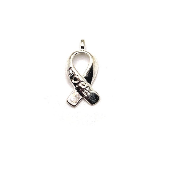 4 20 or 50 BULK Silver Hope Ribbon Charms Cancer Awareness | Etsy