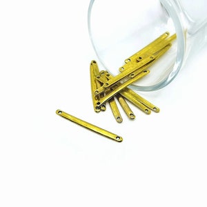 4, 20 or 50 BULK Flat Antique Gold Bar Connectors, two hole links, 33 x 3 mm | Ships Immediately from USA | AG1270