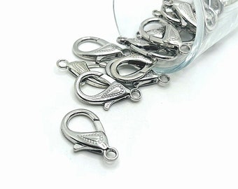 4, 20 or 50 BULK Large Ornate Lobster Clasps, Jumbo Claw Clasp, 31mm, Big Bright Silver Clamp | Ships Immediately from USA | SL046