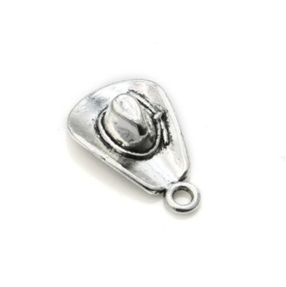4 20 Or 50 Bulk Silver Cowboy Hat Charms 3d Wrangler Silver Cowboy Hat Charms 3d Wrangler