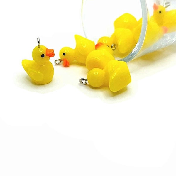 4 ou 12 breloques canard en caoutchouc, canard jaune, breloque pour le bain, bracelet jonc 3D | Expédition immédiate des États-Unis | YL864