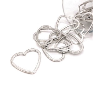 4, 20 or 50 BULK Silver Open Heart Charms, Connector Charm, Silver Heart Ring, 24x25mm | Ships Immediately from USA | AS234
