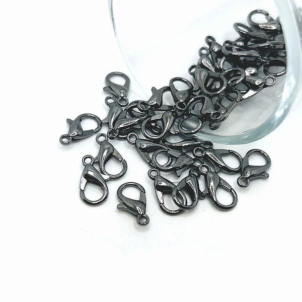 100 or 500 BULK 7x12mm Gunmetal Lobster Clasps, Dark Gray Claw, 12 mm Clasps, diy Jewelry, Wholesale, Findings | Ready to Ship USA | GM038