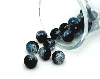80 pcs 10mm Blue Crackle Glass Beads | Oriental Trading