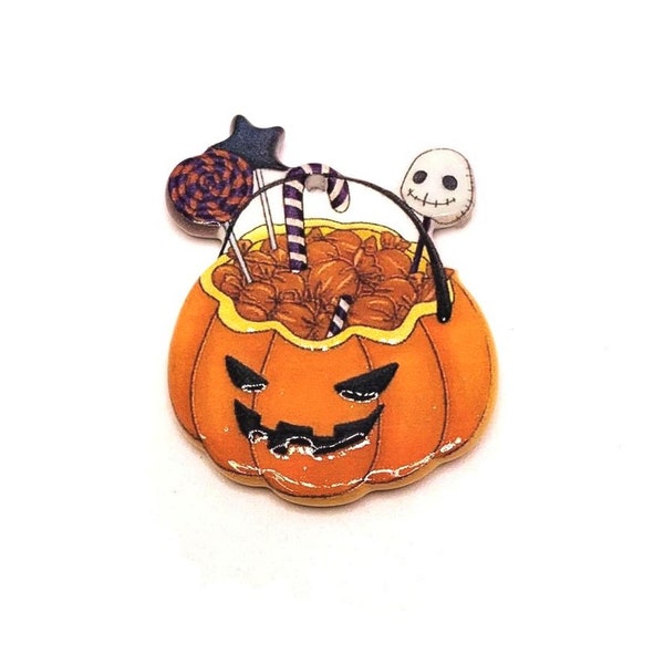 1, 4 or 20 BULK Acrylic Halloween Jack O Lantern Bowl Pendants, Halloween Charms Ships Immediately from USA | OR1586