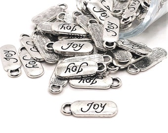 4, 20 or 50 BULK Joy Tag Charms, Silver Affirmation Charm, Love Life, Small Joy Tags, Word Tag | Ships Immediately from USA | AS072