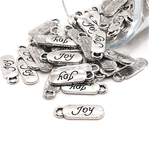 4, 20 or 50 BULK Joy Tag Charms, Silver Affirmation Charm, Love Life, Small Joy Tags, Word Tag | Ships Immediately from USA | AS072