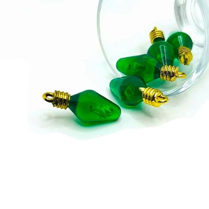 4 or 20 BULK Green Christmas Lightbulb Charms, Acrylic charm, 3D bulb, light charm, 12 x 30 mm | Ships Immediately from USA | GR1146