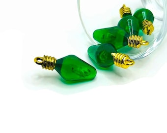 4 o 20 amuletos de bombilla navideña verde al por mayor, amuleto de acrílico, bombilla 3D, amuleto de luz, 12 x 30 mm / Envío inmediato desde EE. UU. / GR1146