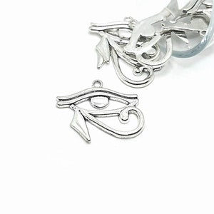 1, 4, 20 or 50 BULK Large Silver Eye of Horus Charms, Egyptian God Charm, Hieroglyphic Charm | Ships Immediately from USA | AS1348