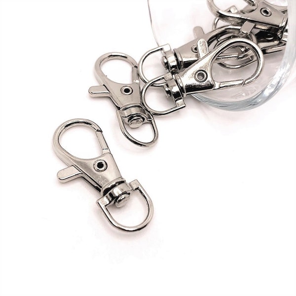 4, 20 or 50 BULK Antique Silver Swivel Lobster Clasps, Keychain Base, Lanyard Clip Parrot Claw, 15x37mm | Ships Immediately from USA | AS637
