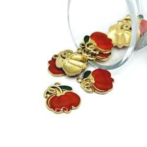1, 4, 20 or 50 BULK Enamel Pumpkin on Vine Charm, Fall Charm, Thanksgiving Pumpkin Charm, Halloween | Ships Quickly from USA | OR2688