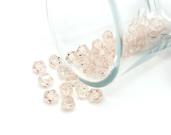 1 o 4 hebras de cuentas bicono rosa claro de 6 x 6 mm, imitación de cristal, vidrio de grado AA / Envío inmediato desde EE. UU. / PK1892