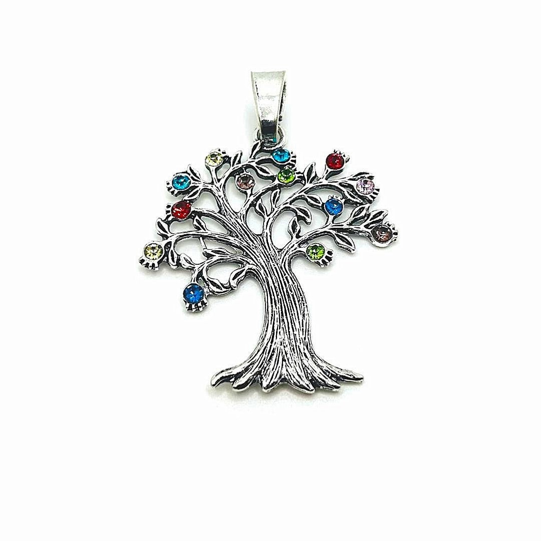 Tree Roots Pendant 1, 4 or 20 BULK Tree Pendant With Rhinestones, Silver Toned Tree of ...