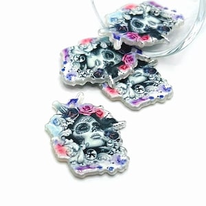 1, 4 o 20 BULK Colgante de Calavera de Azúcar Rosa y Púrpura, Halloween, Día De Los Muertos, Doble Cara / Barcos Inmediatamente desde EE.UU. / PK1574