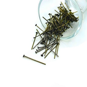 100 or 500 BULK Bronze Headpins, Wholesale findings head pin, 24 mm, 20 gauge | Ships Immediately from USA | BR143