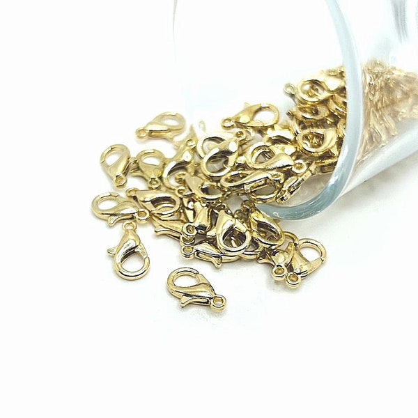 100 or 500 BULK 7x12mm KC Gold Lobster Clasps, Light Gold Claw, 12 mm Clasps, diy Jewelry, Wholesale, Findings | Ready to Ship USA | KC038