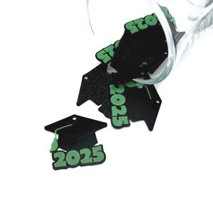 1, 4, or 20 BULK Black and Green School Colors 2025 Graduation Cap Charms, College, Highschool, Cupcake Topper | Ships Quickly from USA