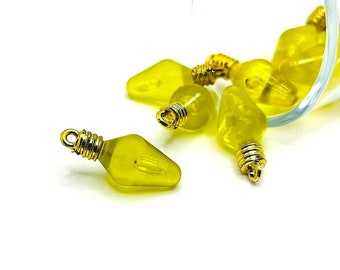 4 or 20 BULK Yellow Christmas Lightbulb Charms, Acrylic charm, 3D bulb, light charm, 12 x 30 mm | Ships Immediately from USA | YL1146