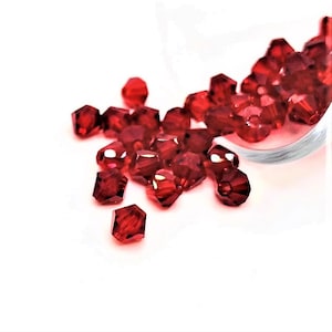 4, 20 or 50 BULK 6mm Dark Red July Birthstone Bicone Bead, Imitation Crystal | Ships Immediately from USA | RD948