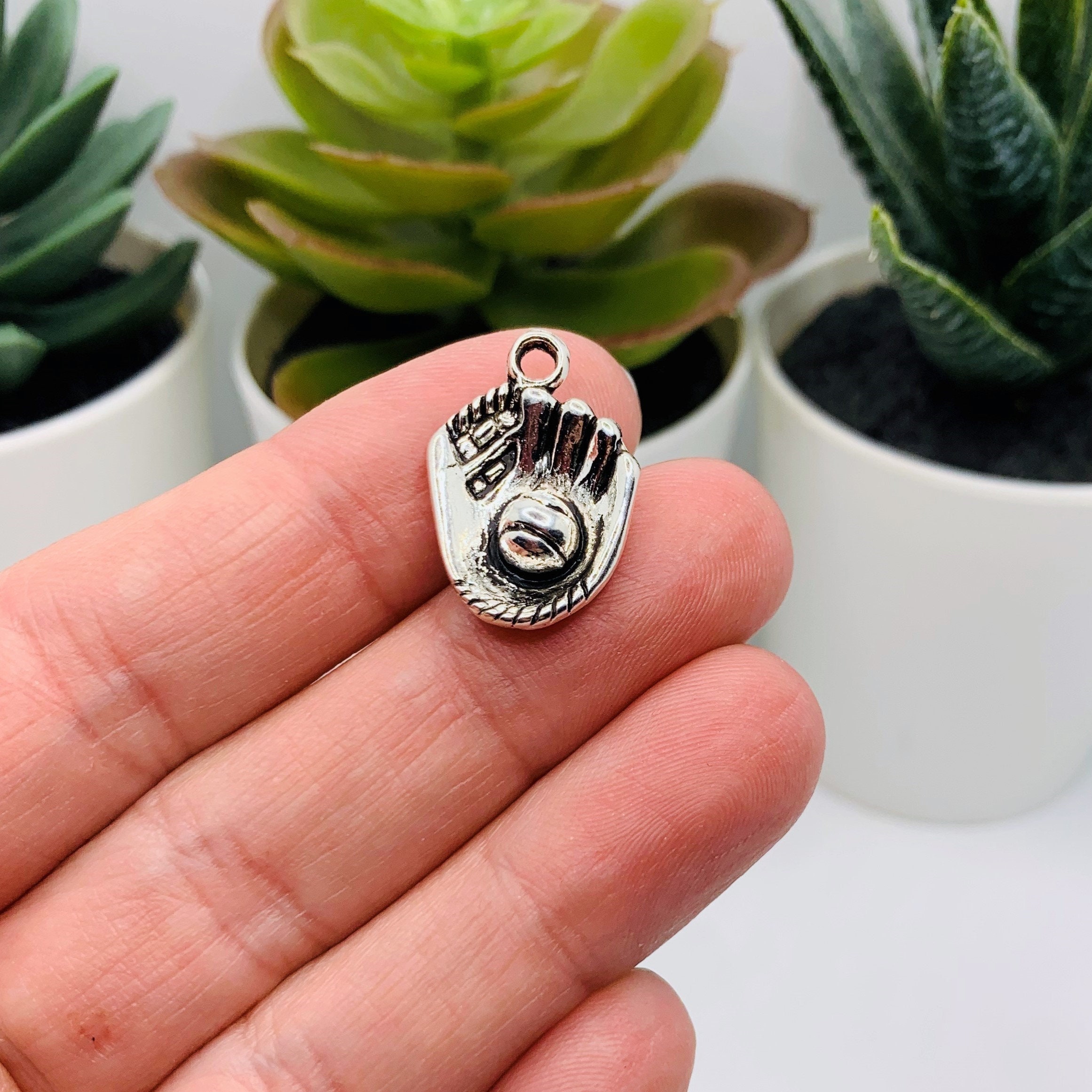 4 20 or 50 BULK Silver Baseball Mitt Charms Baseball Glove Etsy